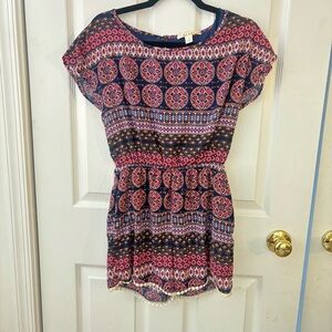 Miami Floral Patterned Women's Romper with lace Y2K Size S